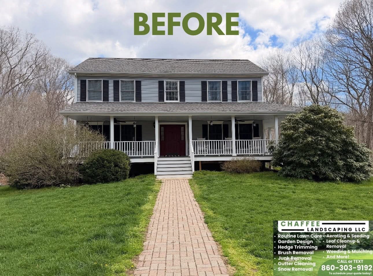 Front yard before the cleanup shown at the top of this page